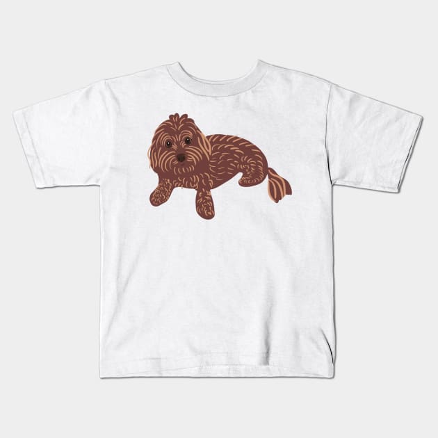 Brown Maltipoo Kids T-Shirt by PatternbyNOK